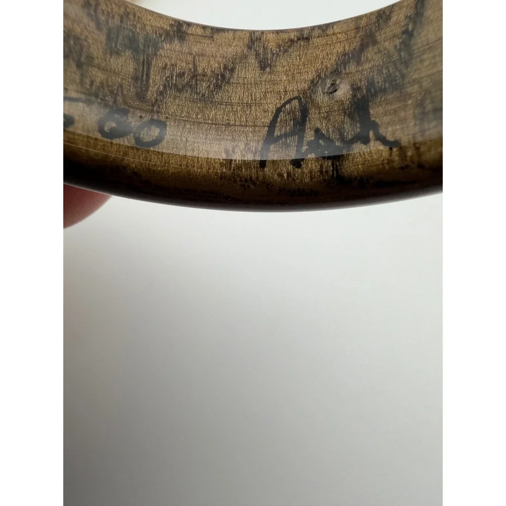 Huppke & Rice Ash Wood Vintage Bangle Bracelet Signed Handcrafted Artisan USA
